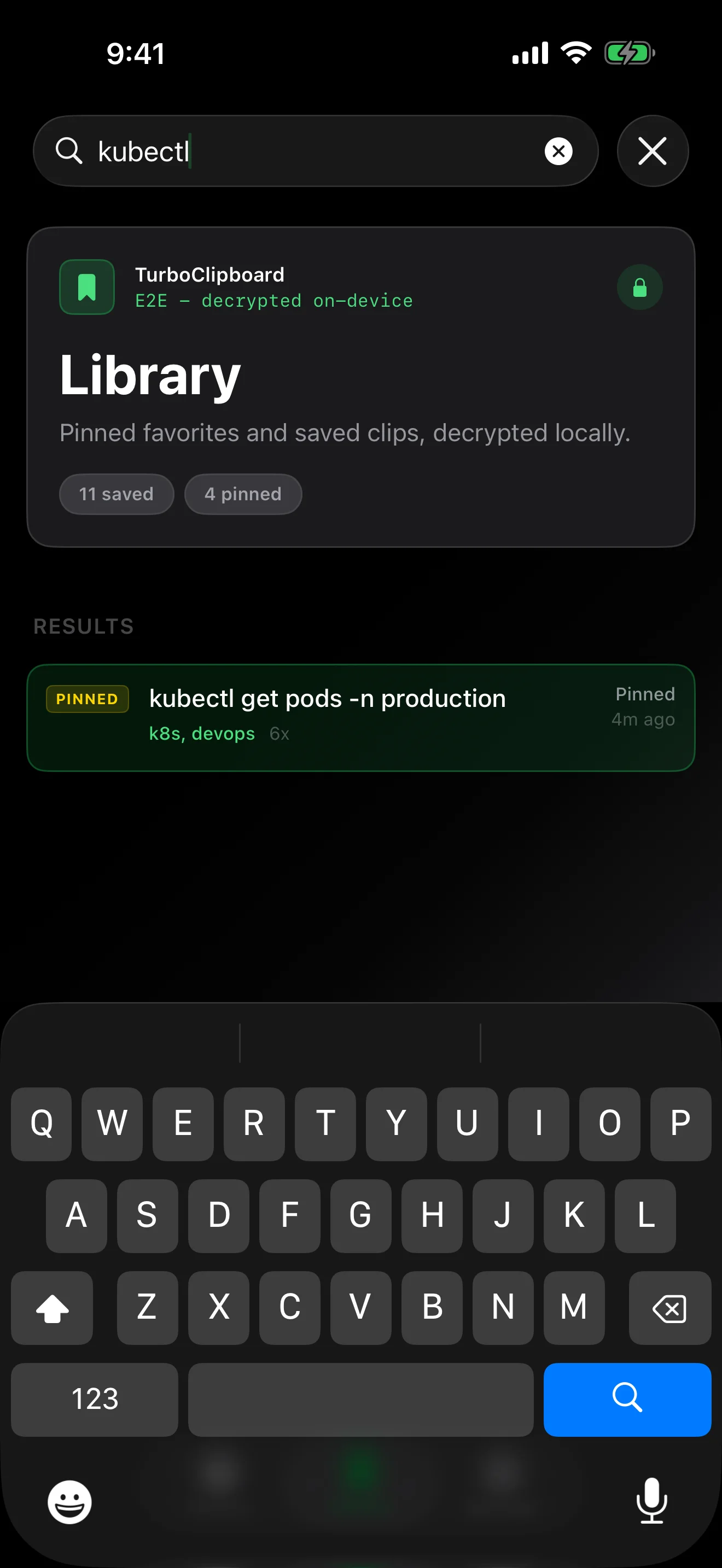 TurboClipboard iPhone fuzzy library search